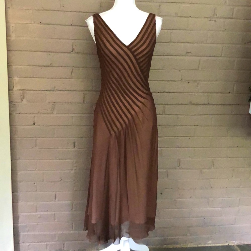 Talbots sleeveless silk brown dress 4